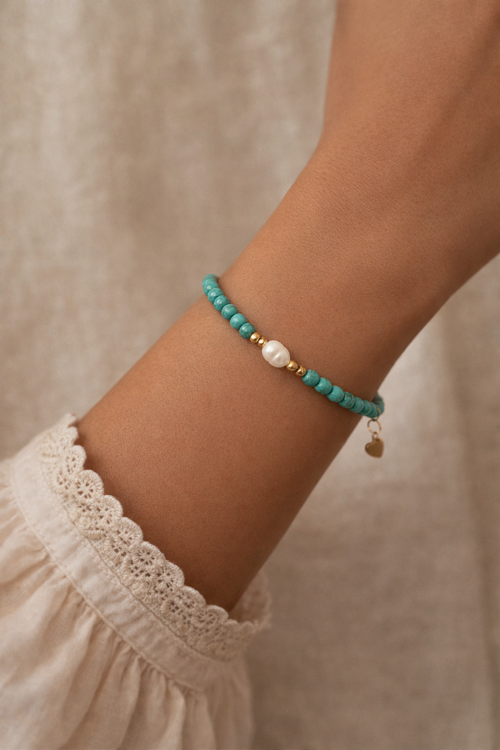 BRACCIALE TURCHESE E PERLA