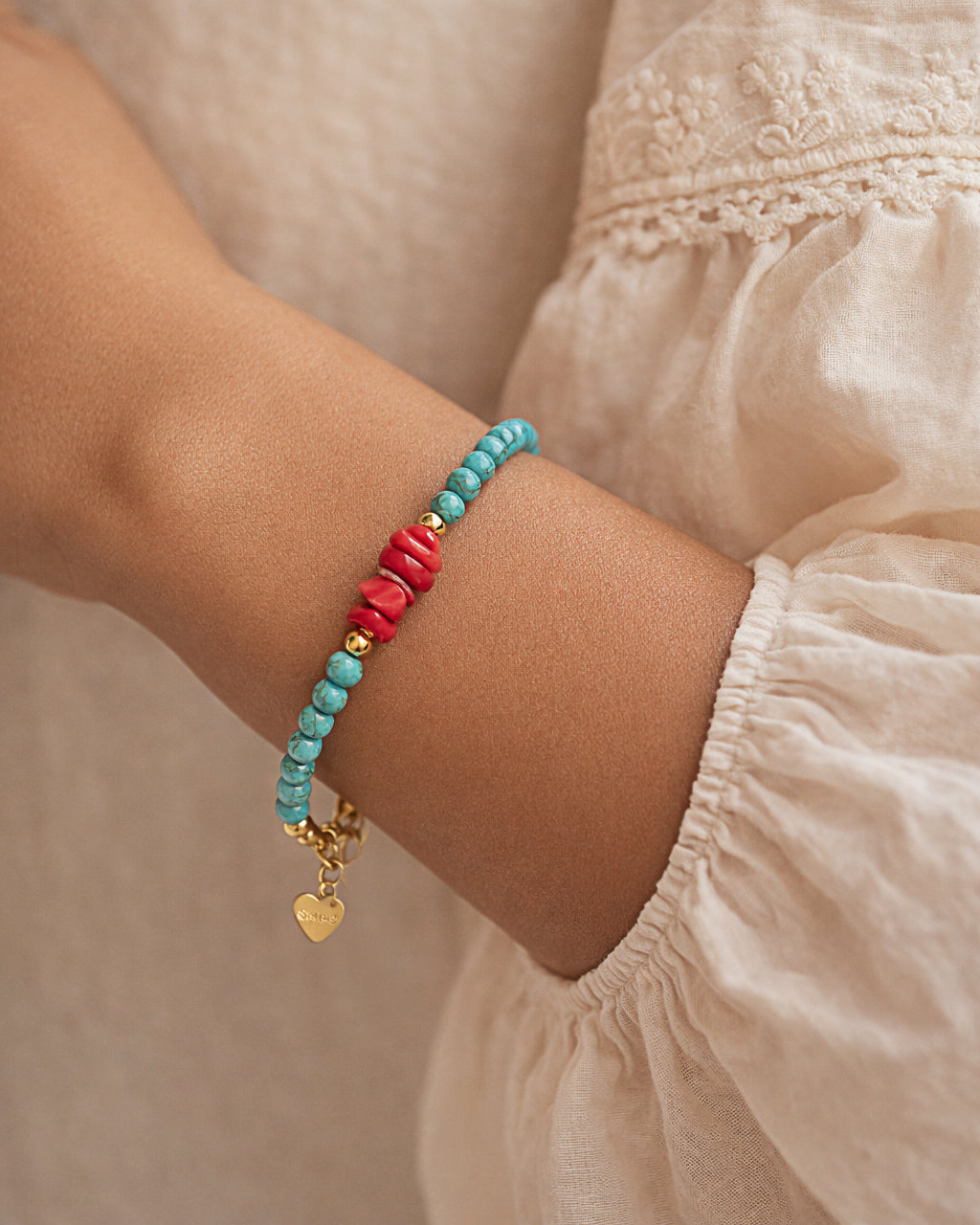 BRACCIALE TURCHESE E CORALLO