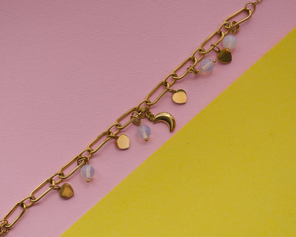 BRACCIALE ACCIAIO E PIETRA DI LUNA