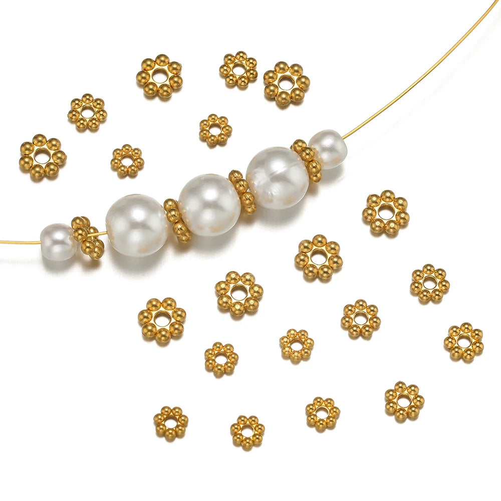 PERLINE DISTANZIATRICI A FORMA DI FIORE IN ACCIAIO