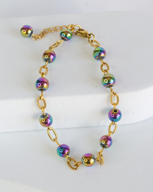 BRACCIALE EMATITE RAINBOW E ACCIAIO