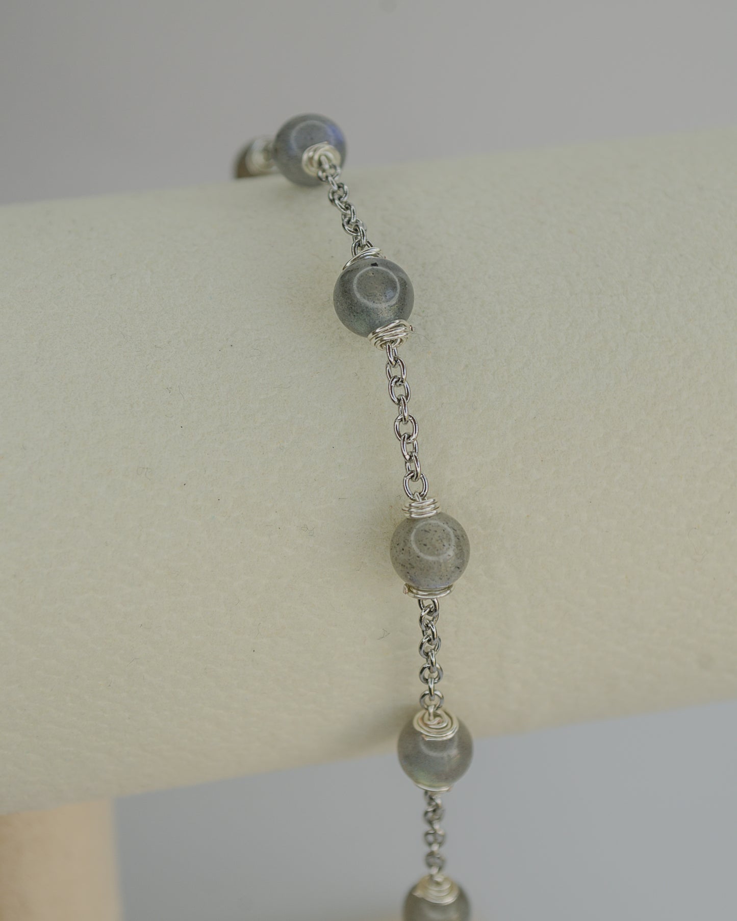 BRACCIALE LABRADORITE E ACCIAIO