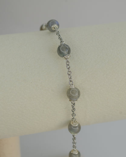 BRACCIALE LABRADORITE E ACCIAIO