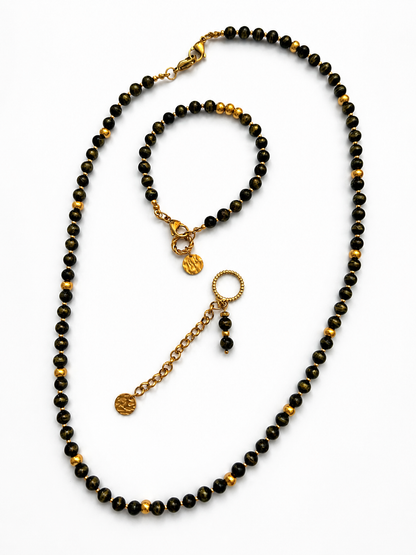 COLLANA MOD AGATA NERA ORO