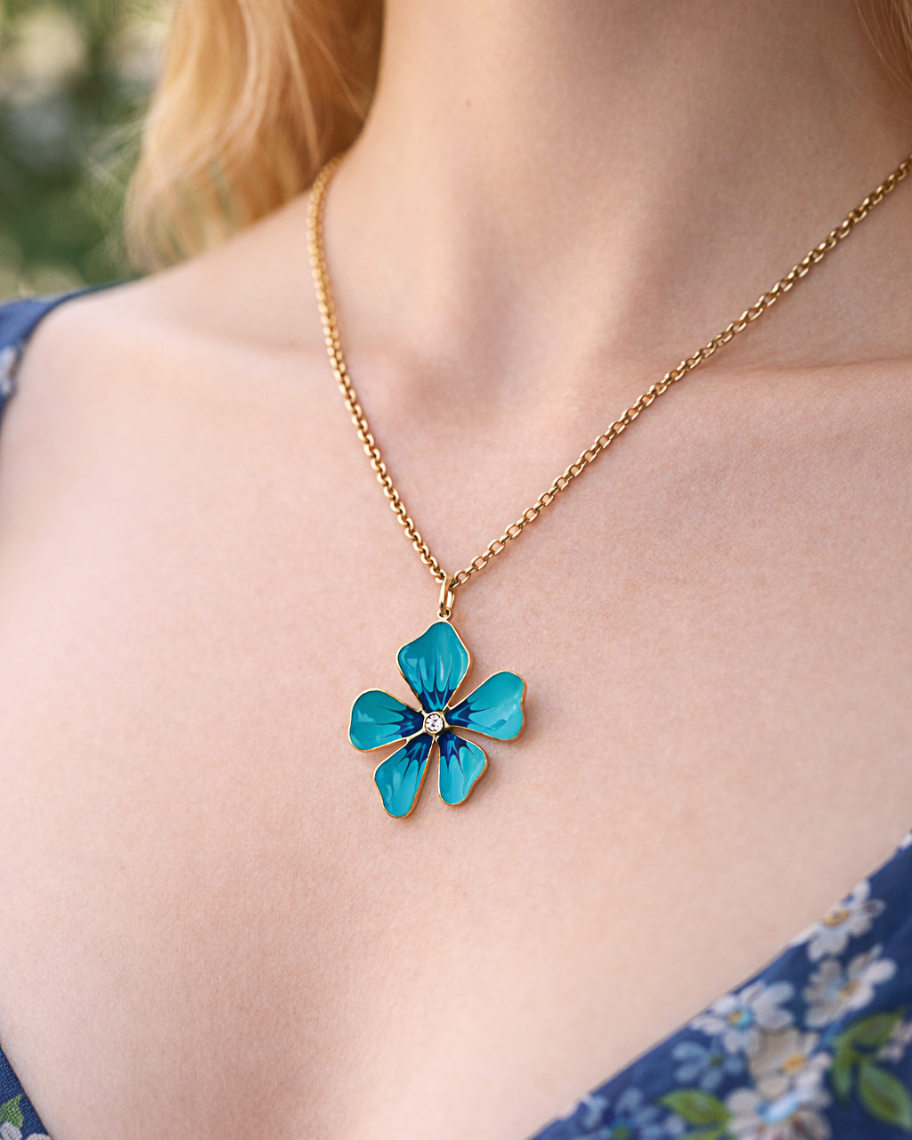 COLLANA PETALO AZZURRO