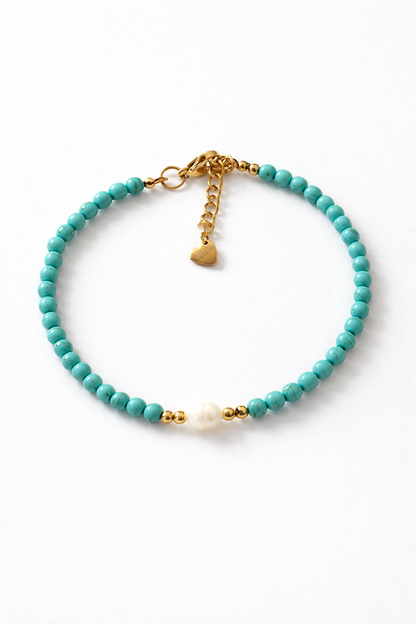 BRACCIALE TURCHESE E PERLA