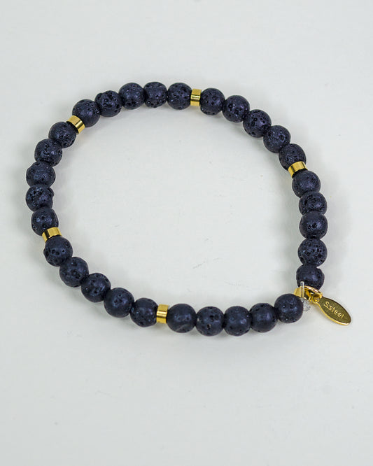 BRACCIALE PIETRA LAVICA E DISTANZIATORI IN ACCIAIO