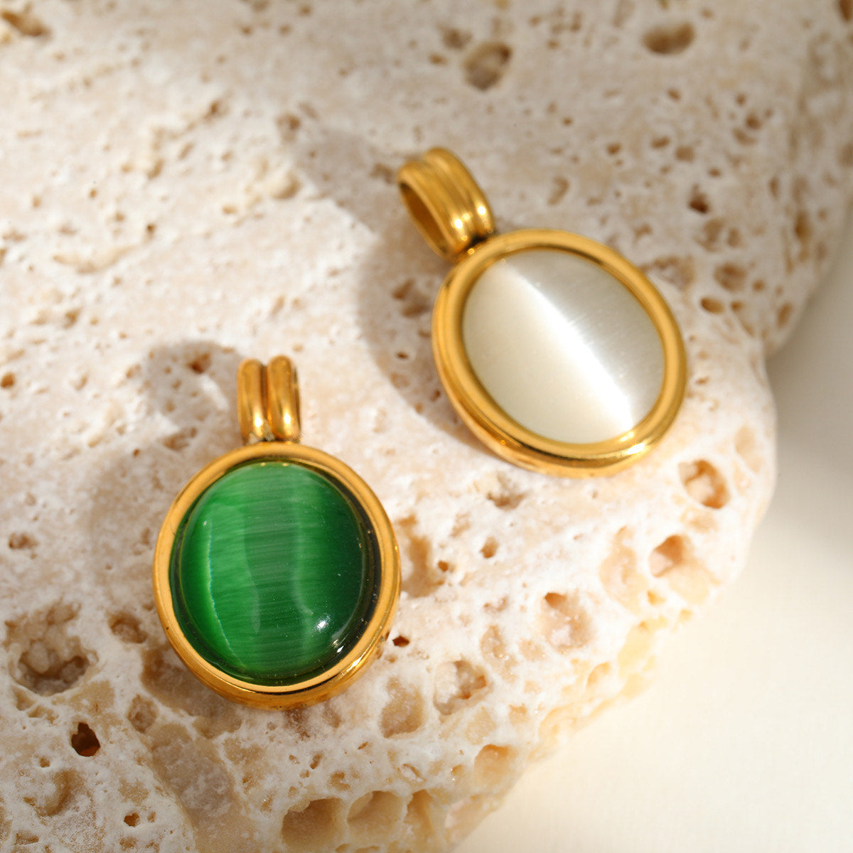 CIONDOLO OCCHIO DI GATTO VERDE